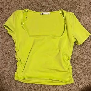 Green zara crop top